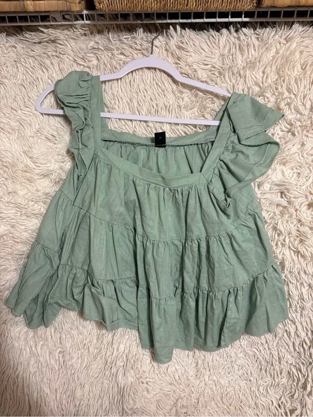 SHEIN Sage Green Tiered Ruffle Tank Top
